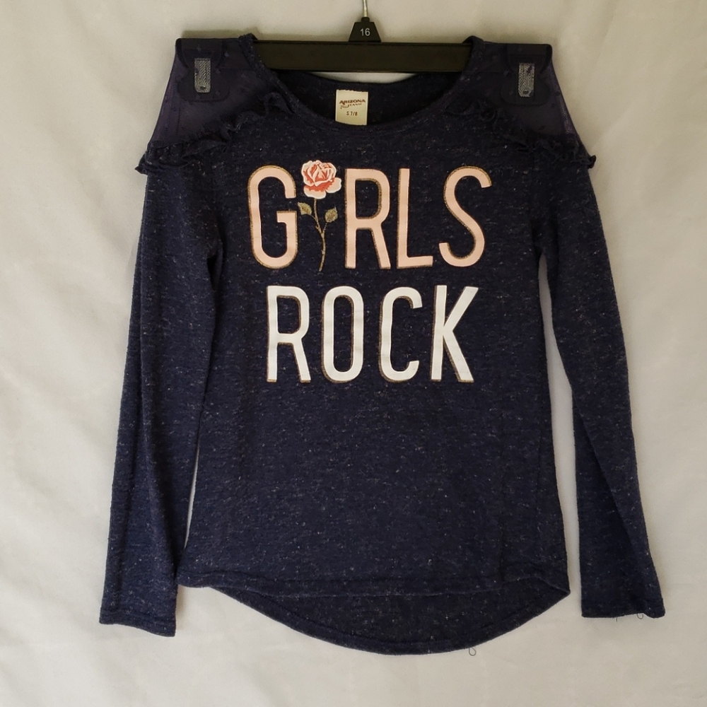 Arizona girls long sleeve blue and peach shirt